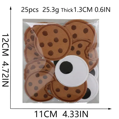Toppe Ricamate Con Biscotti Al Cioccolato E Occhi Cartone Animato Termoadesive Per Vestiti Borse Decorazione DIY