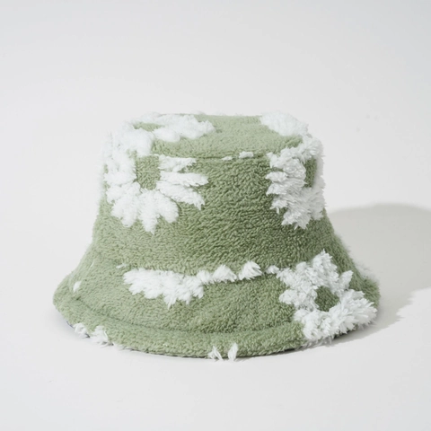 Japanse Stijl Pluche Bloemen Vissershoed Voor Dames Herfst Winter Dik Warm Imitatie Lamswol Outdoor Winddichte Pet