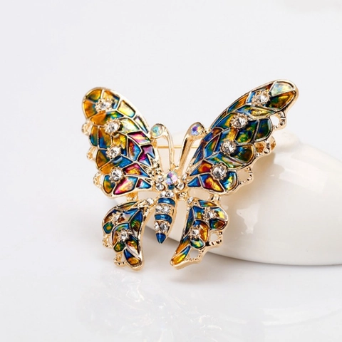 Spilla A Farfalla Colorata Smalto Lega Strass Gioielli Eleganti Alla Moda Per Donna Matrimonio Accessorio