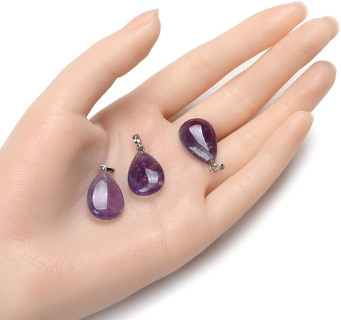 Natural Stone Amethyst Rose Quartz Heart Water Drop Pendant Necklace Healing Crystal Bohemian Jewelry For Women