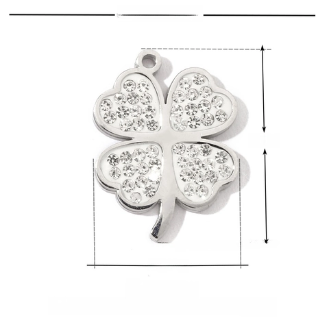 Four Leaf Clover Compass Sun Charms Stainless Steel Rhinestone DIY Jewelry Making Pendants For Necklaces Bracelets