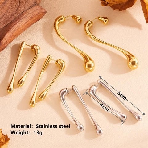 Edelstahl Wassertropfen Lange Ohrringe Für Damen Moderne Stromlinienförmige 18K Vergoldete Minimalistische Ohrhänger Schmuck