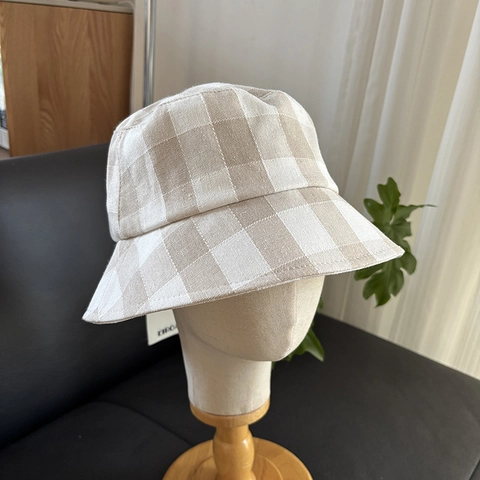 Cappelli Vintage In Misto Lino A Quadri Berretto Cappello Da Pescatore Coppia Traspirante Pieghevole Regolabile Retro