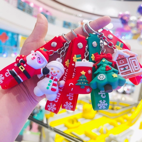 Portachiavi Di Natale Silicone PVC Cartone Animato Babbo Natale Renna Albero Pendente Borsa Decorazione Regalo