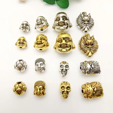Alloy Buddha Kopf Lotus Schädel Drache Zikade Perlen DIY Schmuckherstellung Zubehör Ethnischen Retro Stil Antik Silber Gold