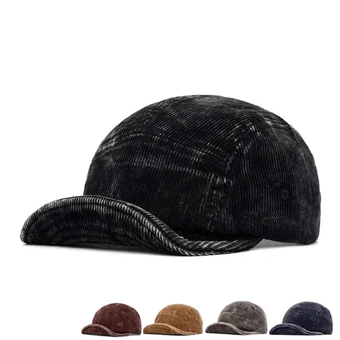 Cappello Camp In Velluto A Coste Retrò Lavato Visiera Corta Regolabile Berretto Da Baseball In Cotone Unisex