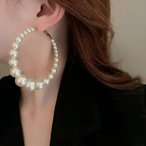 Orecchini A Cerchio Con Künstliche Perle Artificiali Bianche Sfumate Con Perno In Argento Sterling 925 Gioielli Retro Per Donna