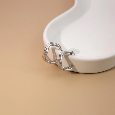 Orecchini A Lobo Geometrici Irregolari Quadrati A Onda Gioielli In Ferro Minimalisti Con Perno In Argento Per Donna