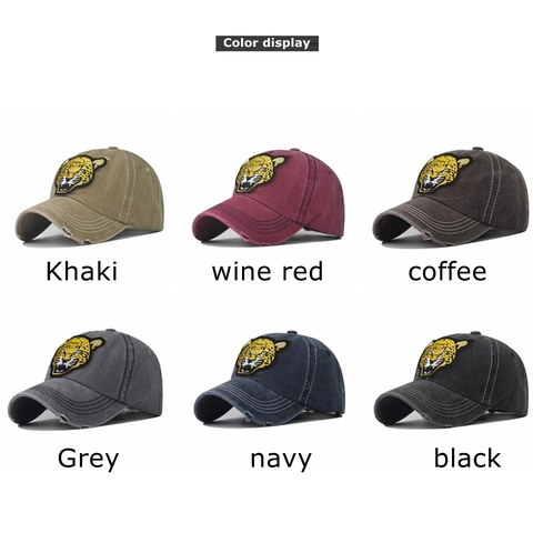 Vintage Washed Distressed Cotton Baseball Cap For Men Women Leopard Embroidery Plaid Duck Tongue Hat Sun Protection Outdoor Streetwear