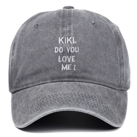 Vintage Washed Cotton Baseball Cap Kiki Do You Love Me Letter Embroidery Adjustable Casual Sun Hat Unisex Retro