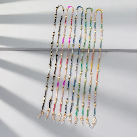 Beaded Glasses Chain Crystal CCB Heart Charm Eyeglass Lanyard Bohemian Fashion Sunglasses Strap For Women