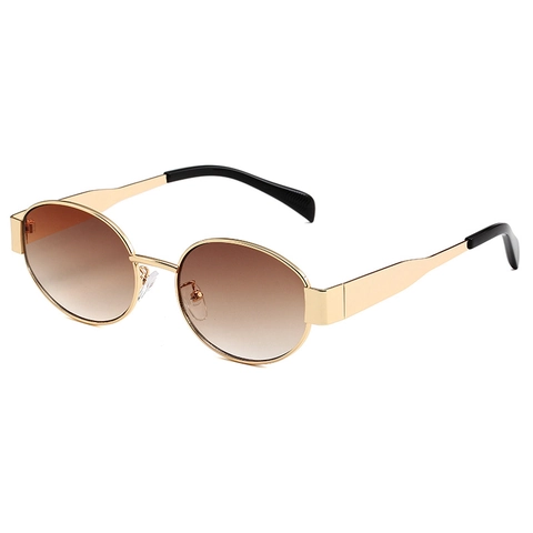Gafas de Sol Ovaladas Vintage Montura de Metal Protección UV400 Para Hombres Mujeres Moda Retro Moderna Lentes Circulares