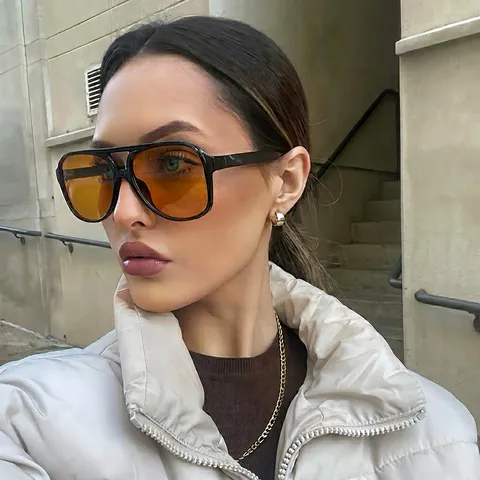 Occhiali Da Sole Aviator Retro Doppio Ponte Montatura PC Protezione UV400 Cerniera In Plastica Moda All'Aperto Unisex