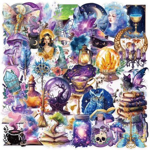 Adesivi Magici Stregoneria Impermeabili PET Trasparente Scrapbooking Decorazione Mistica Fantasia Occultismo Pozione Cristallo Gufo