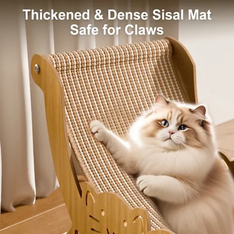 Sisal Cat Scratcher Lounge Chair Wood Frame Grinding Claws Bed Indoor Durable Furniture Protector Resting Sofa For Cats