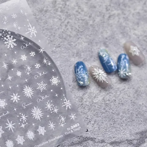 Snowflake Nail Art Stickers White Star Decals Thin Tough Adhesive Winter Theme DIY Decoration For Women