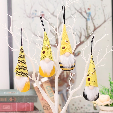 Ornamenti Appesi Gnomo Ape Tessuto Peluche Tema Girasole Giallo Nero A Strisce Primavera Arredamento Festa Casa Cartone Animato Carino