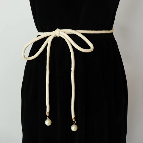 Ceinture Fine En Corde De Velours Pour Femme Chaîne De Taille Décorative Avec Pendentifs Künstliche Perles Ajustable Pour Robe Pull