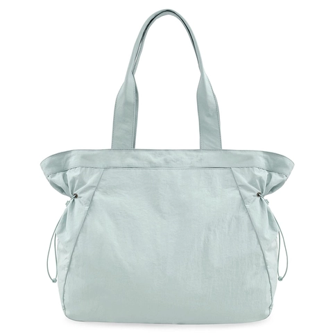 Women Waterproof Nylon Tote Bag Large Capacity Side-Cinch Drawstring Shoulder Handbag Yoga Sports Travel Casual Style