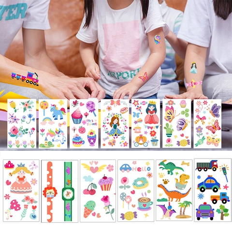 Waterproof Kids Temporary Tattoo Stickers Cartoon Animal Dinosaur Unicorn Princess Space Body Art For Children Party Favors