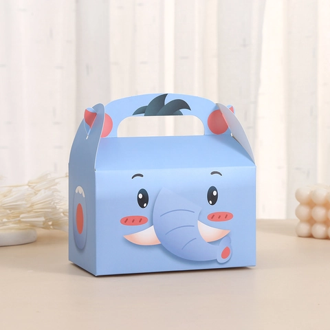 Portable Cartoon Animal Paper Gift Boxes With Handle Folding Candy Favor Boxes For Birthday Party Celebration Kids