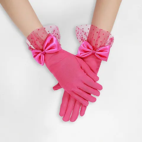 Guantes De Encaje Para Mujer Malla Con Lunares Volantes Lazo De Satén Vintage Boda Novia Fiesta De Noche Elegantes