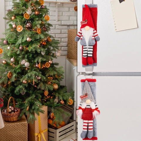 Christmas Refrigerator Handle Covers Gnome Kitchen Appliance Handle Protectors Knitted Plush Decor For Oven Microwave