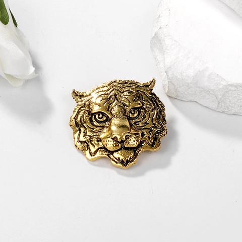 Vintage Tigerkopf Brosche Zinklegierung Tier Reversnadel Für Herren Damen Anzug Mantel Abzeichen Retro Metall Schmuck Geschenk