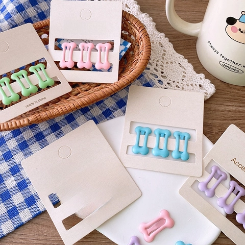 Cute Bone Shape Metal Hair Clips Macaron Colors Oil Drip Mini Hairpins Small Bangs Clips Fashion Headwear Hair Accessories For Women Girls