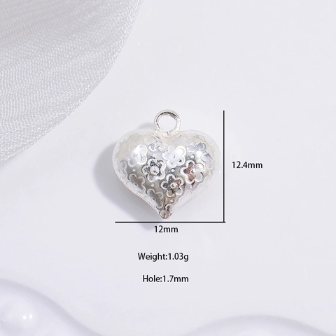 925 Sterlingsilber Herz Anhänger Graviertes Muster Gewinde Textur Liebe Charm Für DIY Schmuckherstellung Halsketten Zubehör