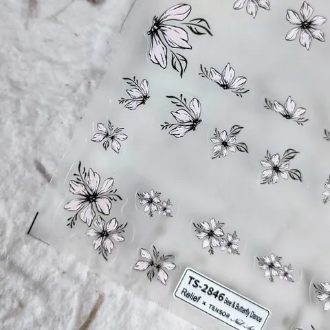 Embossed Nail Art Stickers Butterfly Flower Pattern Adhesive Manicure Decals Hand Drawn Elegant Style For Women