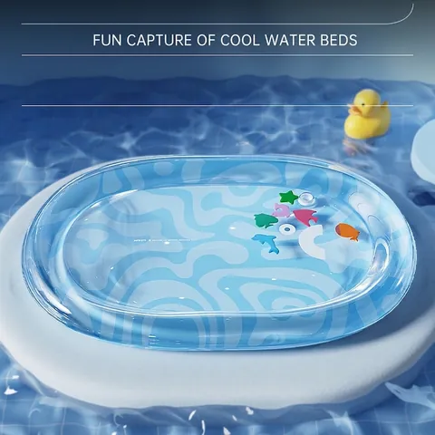 Letto Ad Acqua Rinfrescante Per Animali Tappetino Ghiaccio Gonfiabile In PVC Con Cuscino Rialzato Estate Cani Gatti Pieghevole Lavabile