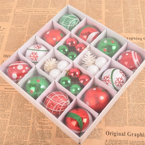 Kerstbal Ornamenten Plastic Hangende Boomversieringen Met Glimmende Gegalvaniseerde Ballen Ster Hanger Decor