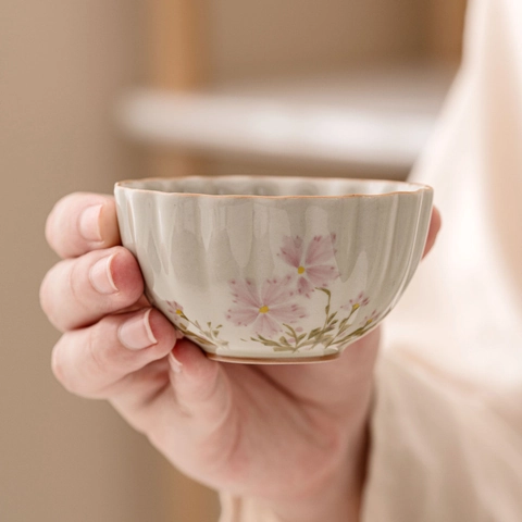 Tazza Da Tè In Ceramica Dipinta A Mano Margherita Porcellana Tazza Maestra Stile Zen Cinese Retrò Forma Di Petalo