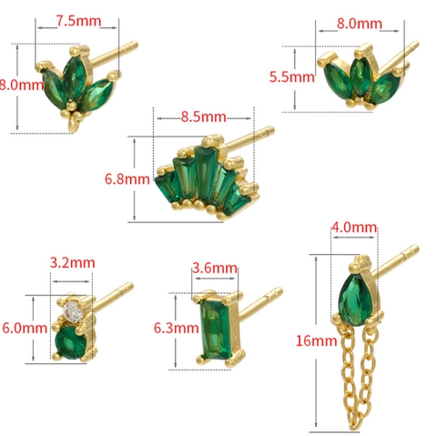 Geometrische Grüne Zirkonia Quaste Ohrringe Für Damen Gold Vergoldet Kupfer Mikro Eingelegt Ohrstecker Mit 925 Sterlingsilber Stift