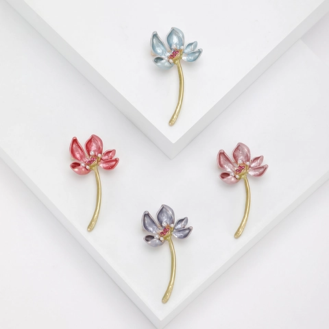 Broche Fleur De Lotus Alliage Émail Künstliche Perle Strass Élégant Vintage Rétro Style Chinois Bijoux Cadeau Pour Femmes