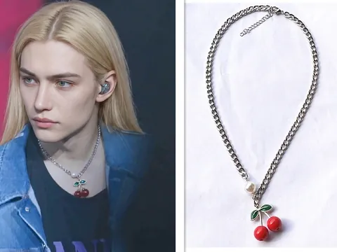 Red Cherry Pendant Necklace With Artificial Pearl Decor Stainless Steel Silver Color Cuban Chain K-pop Style For Women