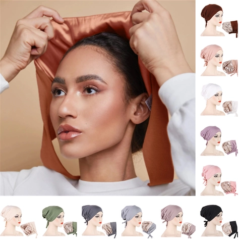 Cuffia Da Notte Foderata In Raso Per Donna Coulisse Regolabile Consistenza Raso Cura Dei Capelli Copricapo Hijab Interno