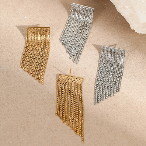 Orecchini a Goccia in Catena di Nappine in Acciaio Inossidabile per Donna Moda Stile Ins Orecchini Lunghi Pendenti Gioielli Regalo