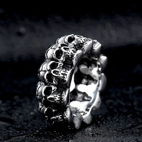 Totenkopf Ring Herren Edelstahl Punk Gothic Biker Band Vintage Poliert Schmuck Skelettkopf