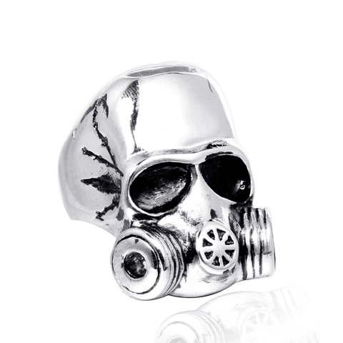 Anillo Calavera Máscara De Gas Punk Vintage Gótico Acero Inoxidable Biker Joyas Para Hombres