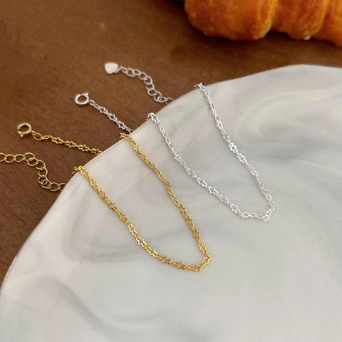 Bracciale In Argento Sterling 925 Minimalista Maglie Geometriche Stella Fiore Catena Sottile Regolabile Ciondolo Cuore Per Donne