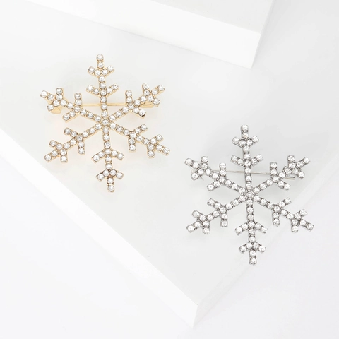 Broche De Copo De Nieve Aleación Diamantes De Imitación Navidad Invierno Accesorio De Fiesta Joyería Elegante