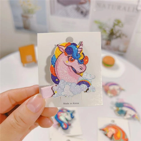 Schattige Cartoon Eenhoorn Haarclips Glitter Pailletten Haaraccessoires Voor Kinderen Meisjes Mode Feest Haarspelden