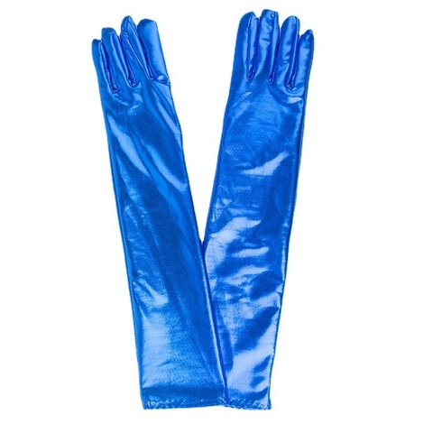 Metalen Kunstleren Operahandschoenen Lange Elastische Performance Cosplay Party Accessoire Voor Dames
