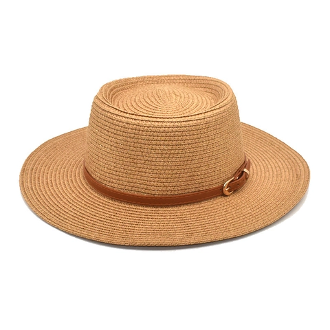 Unisex Vintage Boater Strohhut Flat Top Sonnenschutz Strand Urlaub Hut Mit Dekorativem Ledergürtel Für Damen Herren