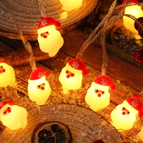 Luci Stringa LED Natale Plastica Luce Calda Decorazioni Casa Festa Babbo Natale Pupazzo Di Neve Renna Campana Forma