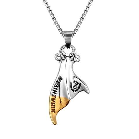 Whale Tail Pendant Necklace Stainless Steel Titanium Hip Hop Jewelry Minimalist Retro Ocean Style For Men Women Couples