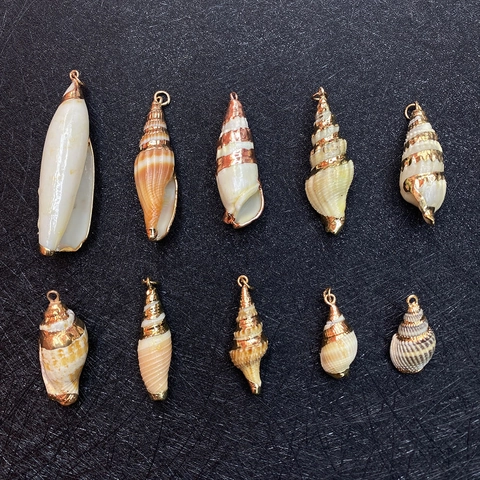 Natural Shell Conch Pendants Gold Edged Charms For DIY Jewelry Making Necklace Earring Supplies Elegant Bohemia