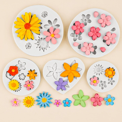 Moule En Silicone Fleur Tournesol Marguerite Cerisier Formes Pour DIY Fondant Chocolat Décoration De Gâteau Argile Résine